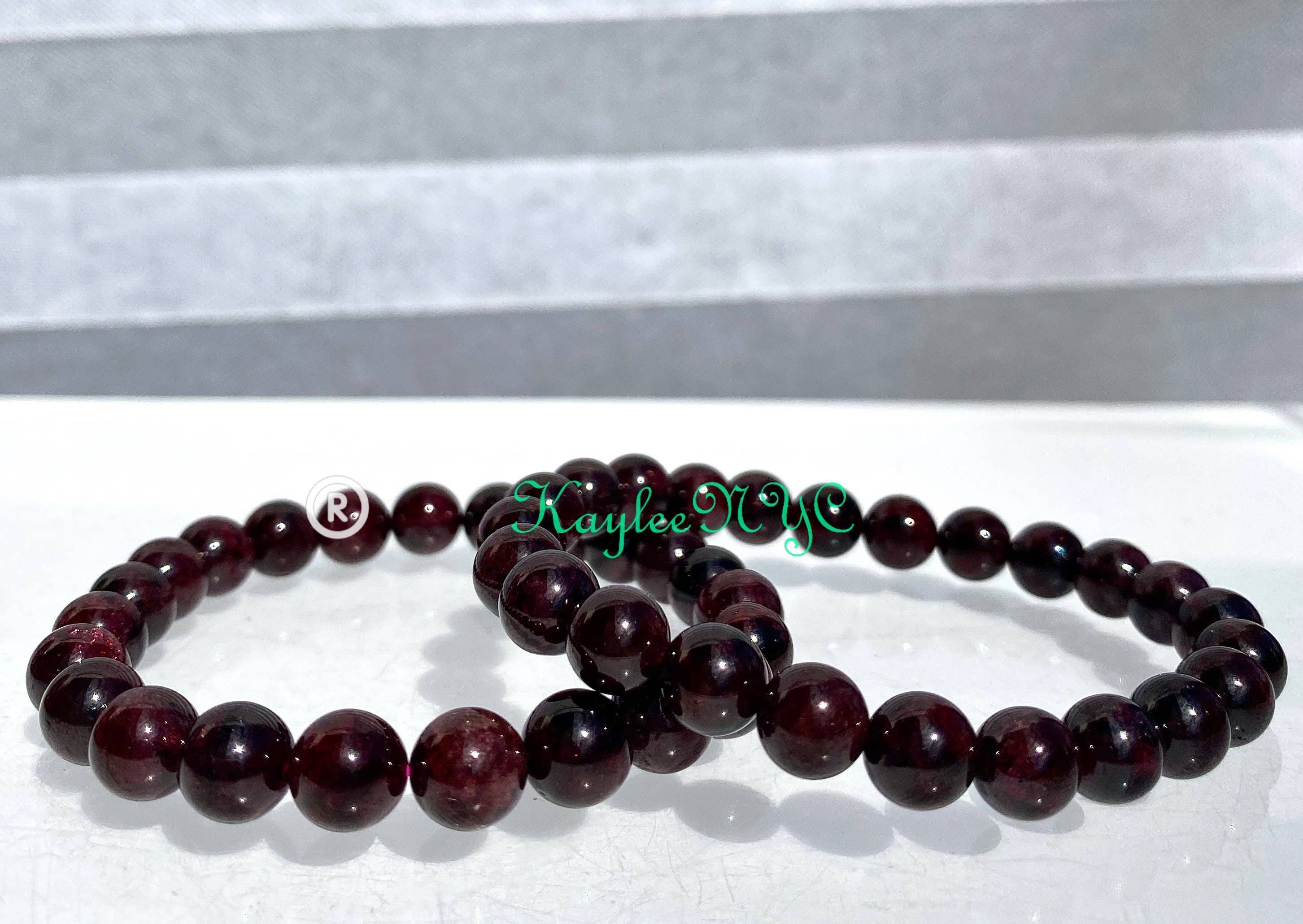 KayleeNYC - Wholesale Beaded Bracelet - Natural Garnet 7 - 8mm 7.5” Crystal Healing1
