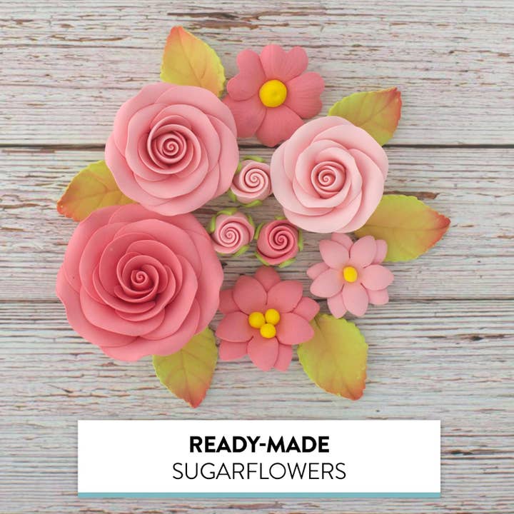 Global Sugar Art - Wholesale Cake/cupcake topper - Rose and Blossom Set, Sugar Flowers for Cakes, by Global Sugar Art, Pink Roses and Blossoms7