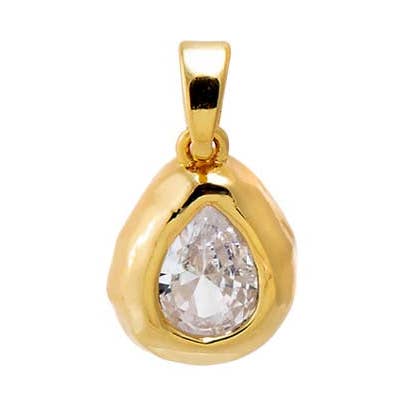 Pear CZ Bezel Charm for wholesale by By Adina Eden