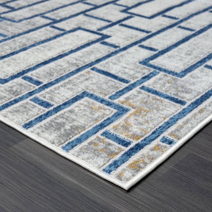 Abani Rugs - Wholesale Area Rug - ABANI Atlas - Seamless Rectangle Blue Grey Area Rug