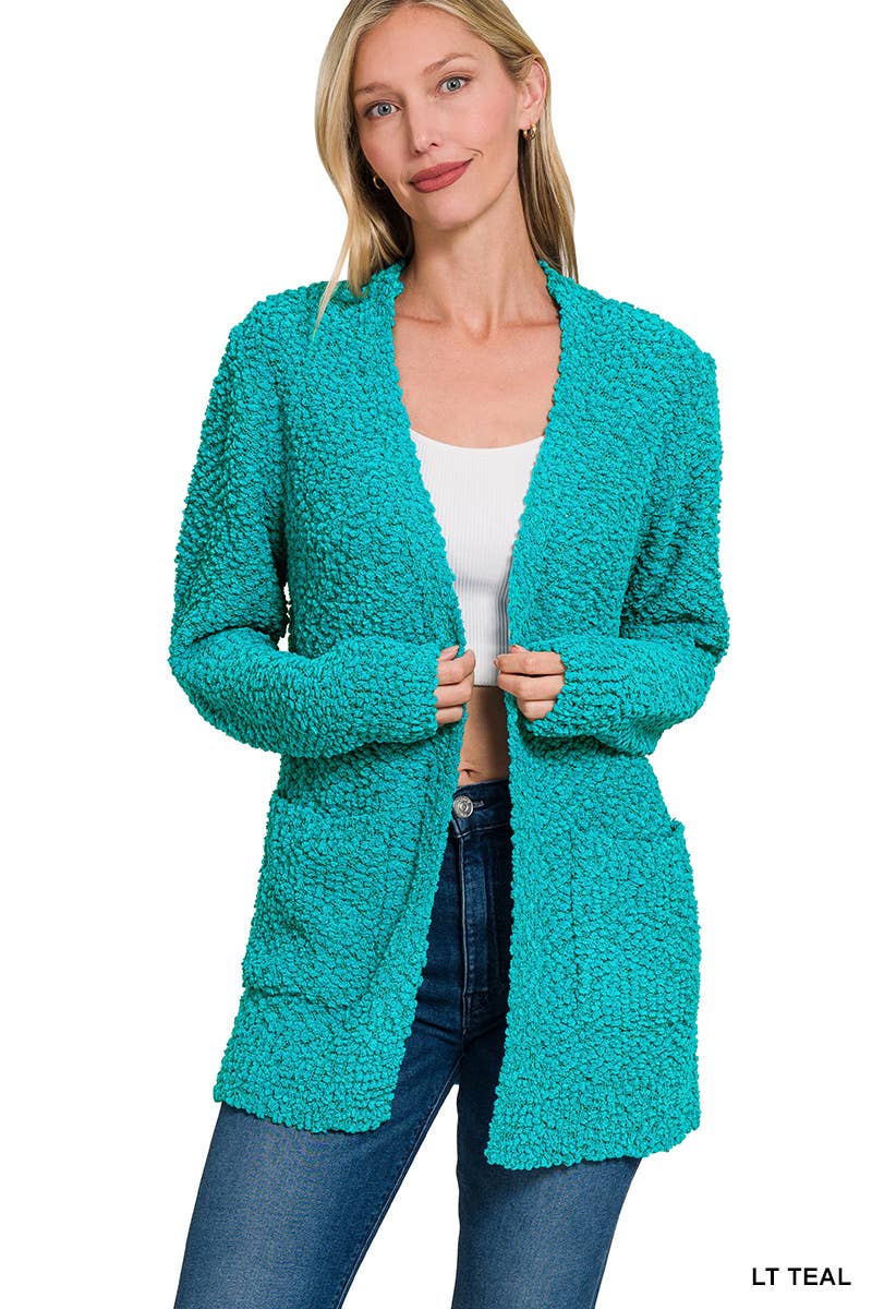 42POPS - Wholesale Cardigan - Women's - Popcorn Sweater Cardigan w/ Pockets1