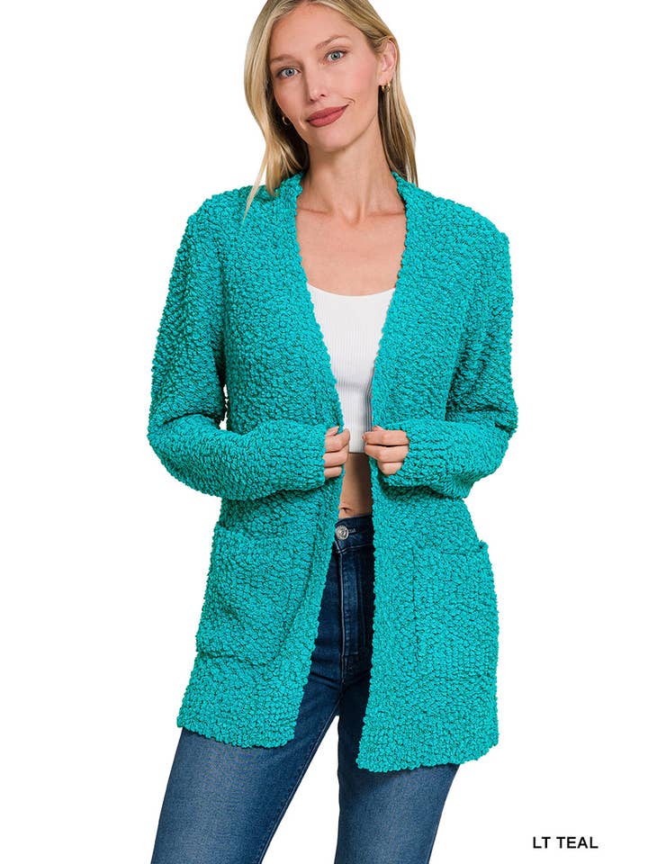 42POPS - Wholesale Cardigan - Women's - Popcorn Sweater Cardigan w/ Pockets1