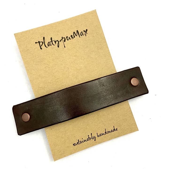 Chocolate Brown Leather Eco Barrette for wholesale by PlatypusMax