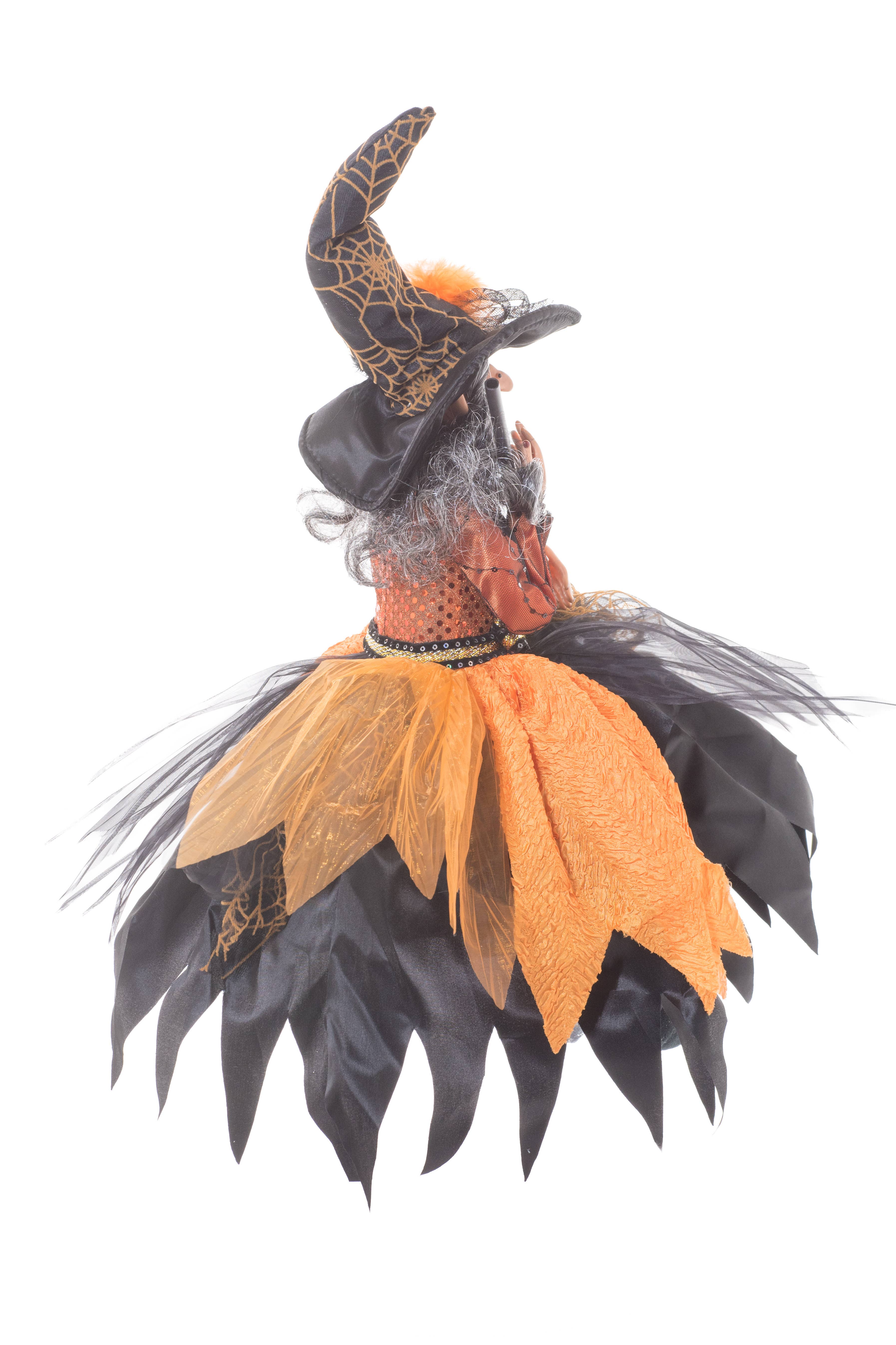 Starlight Collection - Vente Figurine décorative - Sorcière assise orange et noire avec balai2