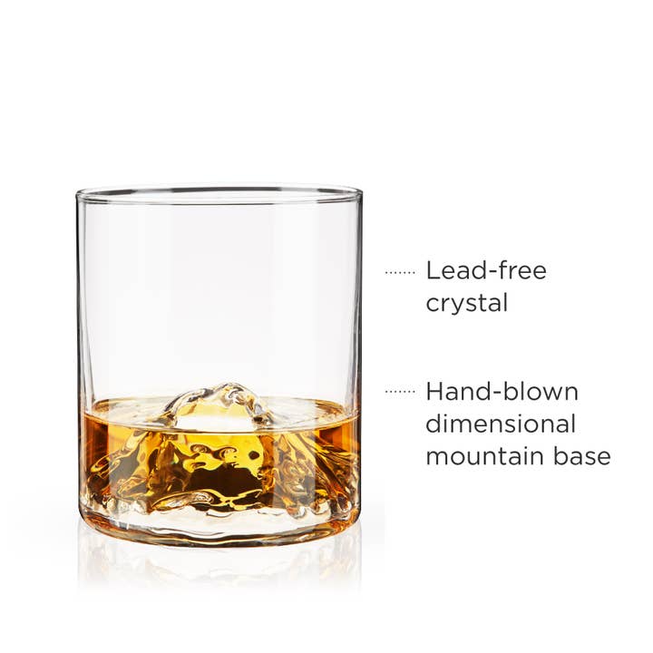 Viski - Wholesale Cocktail/Liquor Glass - Pacific Northwest Mountain Themed Crystal Tumblers -Set of 2
