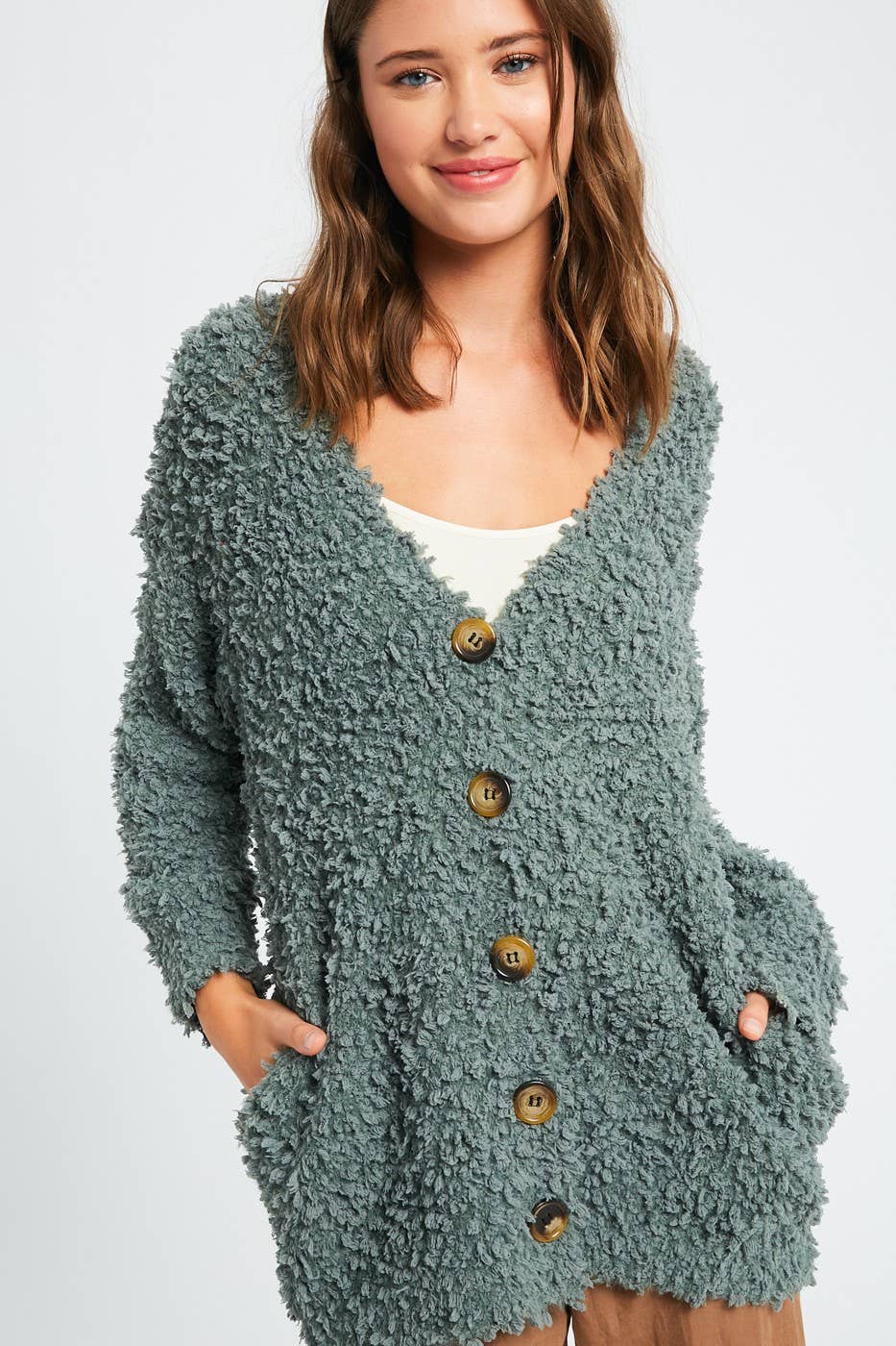 42POPS - Wholesale Cardigan - Women's - Popcorn Sweater Cardigan w/ Pockets14