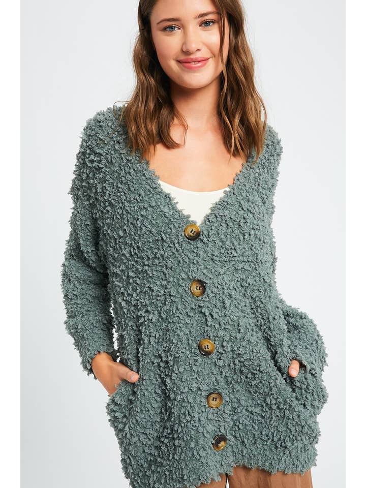42POPS - Wholesale Cardigan - Women's - Popcorn Sweater Cardigan w/ Pockets14