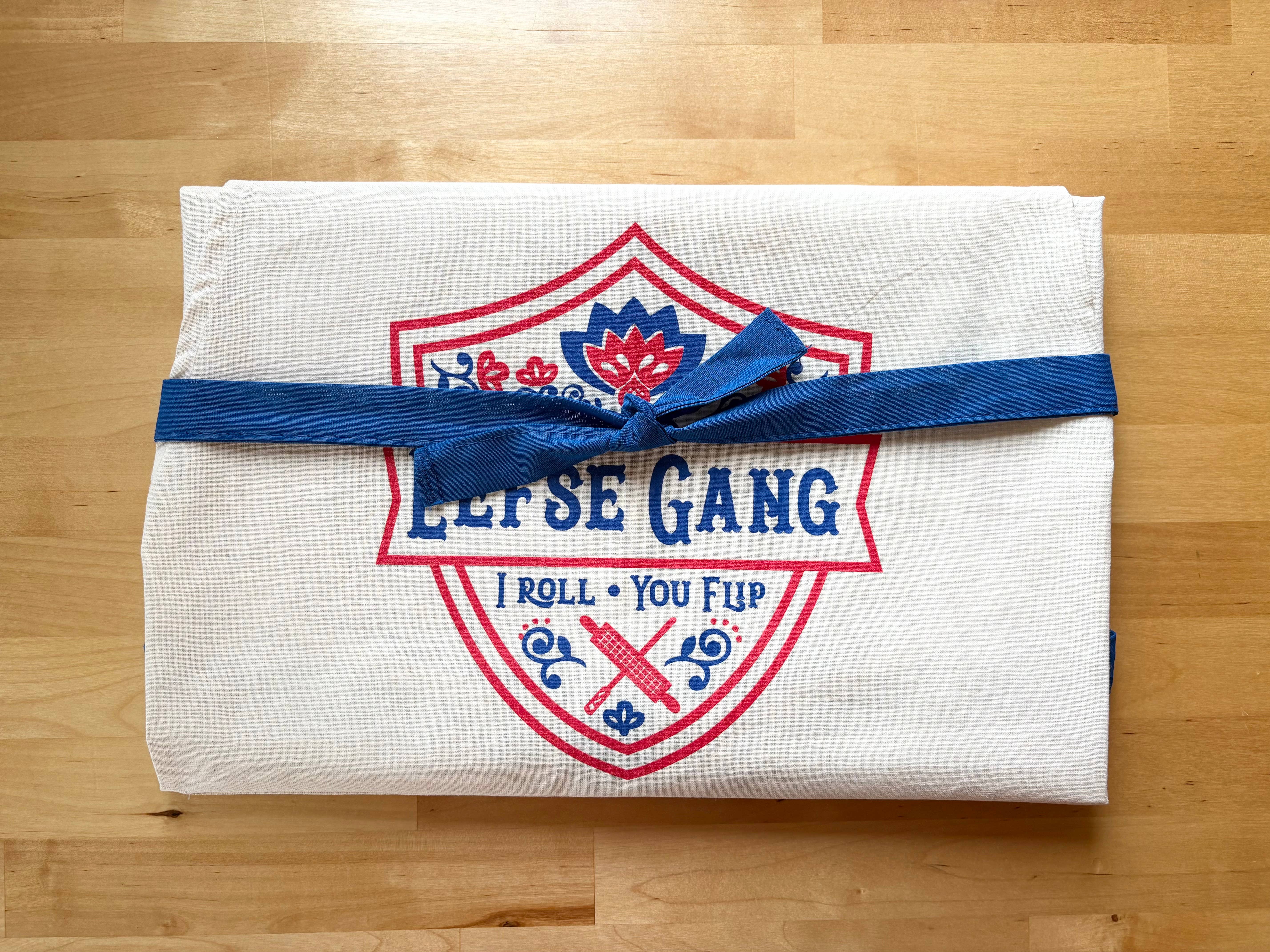 Beckamade - Wholesale Apron - Apron - New Lefse Gang Blue and Red on Natural Flour Sack Cotton Apron with Pocket7