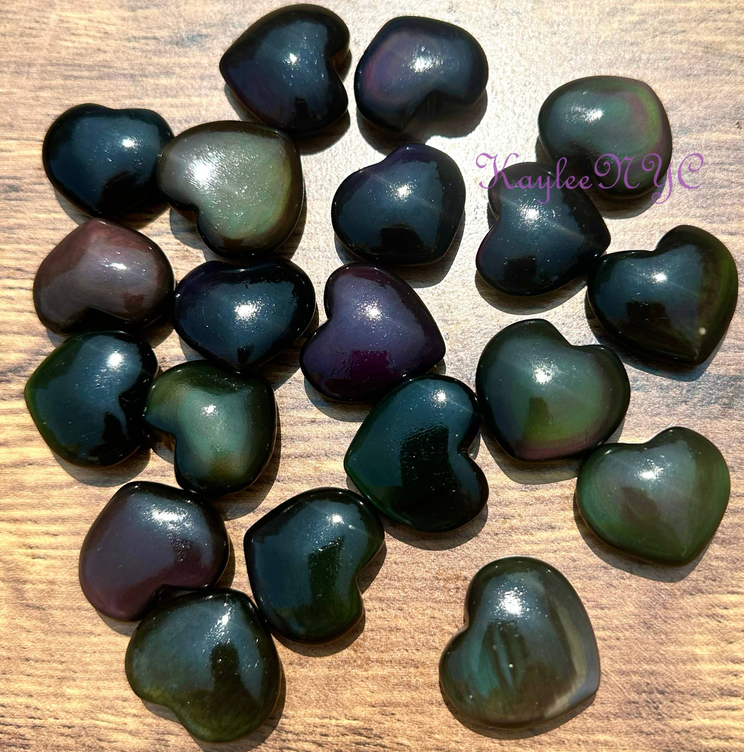 KayleeNYC - Wholesale Spiritual Stone/Crystal - Natural Rainbow Obsidian Heart 1”-1.25”2