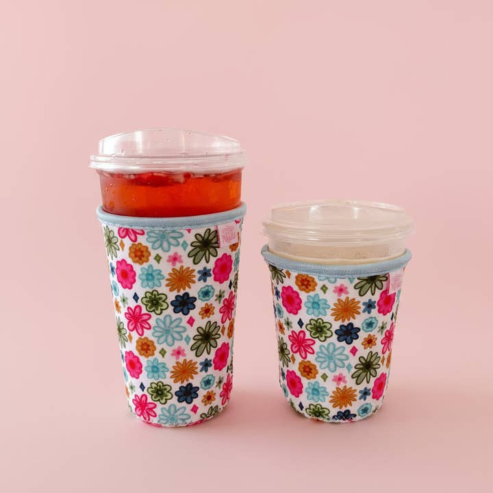 Coffee Cup Cover - Watercolor Florals - Iced Drink Sleeve for wholesale by Elle Nicole