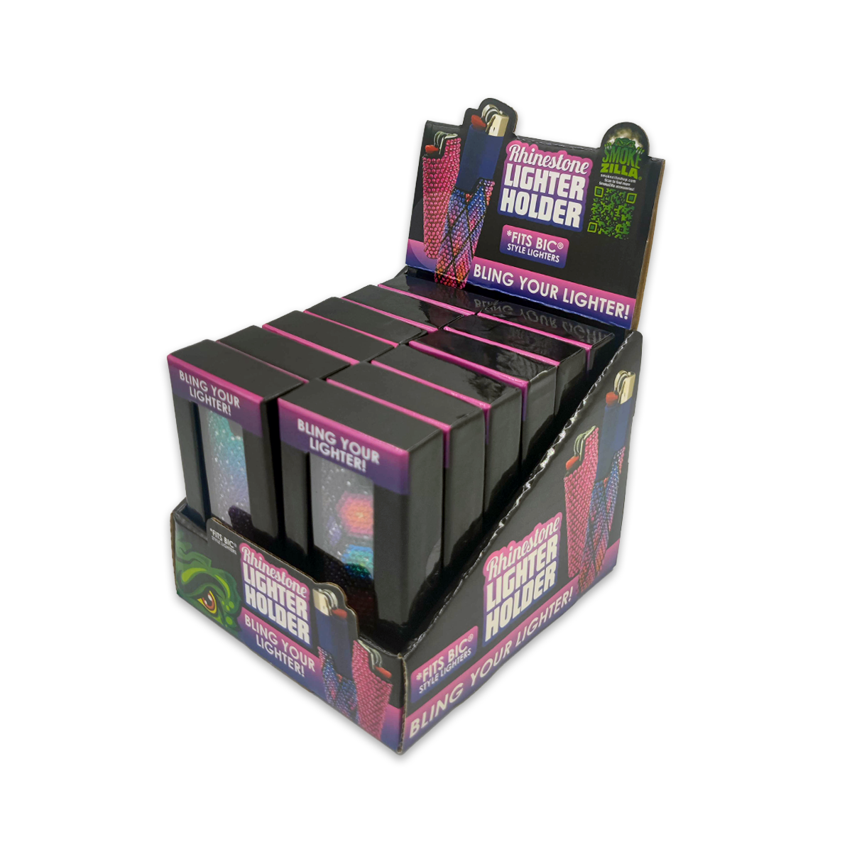 Novelty Brands - Wholesale Retailer Display - Home & Living - Rhinestone Lighter Holder Case Assortment Boxed - 12/Display0