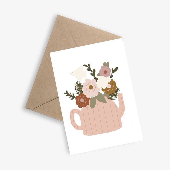 Die Blumenteekanne (Blumenteekanne) - Einfache Karte für den Großhandel von LE PAPIER GRAPHIQUE