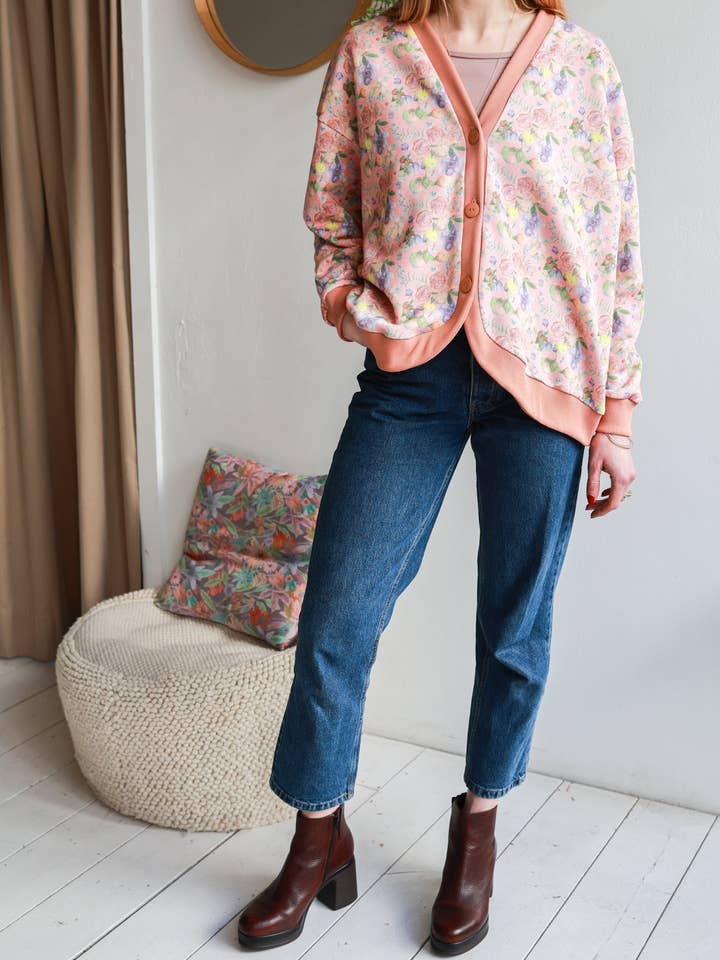 Cardigan oversize 'Homecoming' | giardino gourmet | rosa caramello per la vendita all'ingrosso da parte di aesthete-kidswear