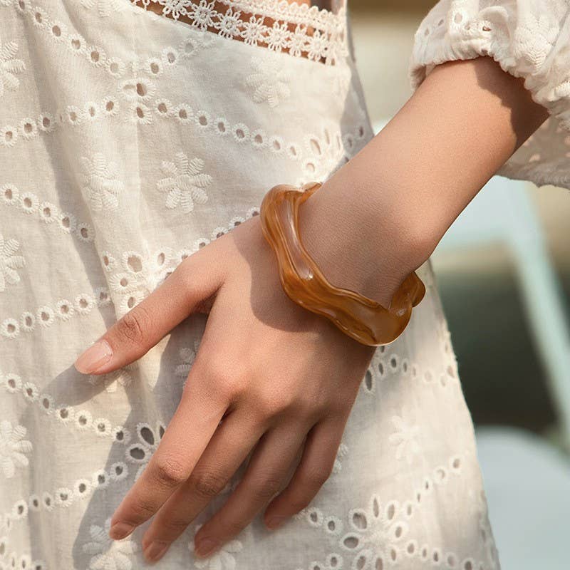 JOSSLYN by wall to wall - Wholesale Cuff Bracelet - Acrylic Wavy Bamboo Design Cuff Bracelet | 40B51963