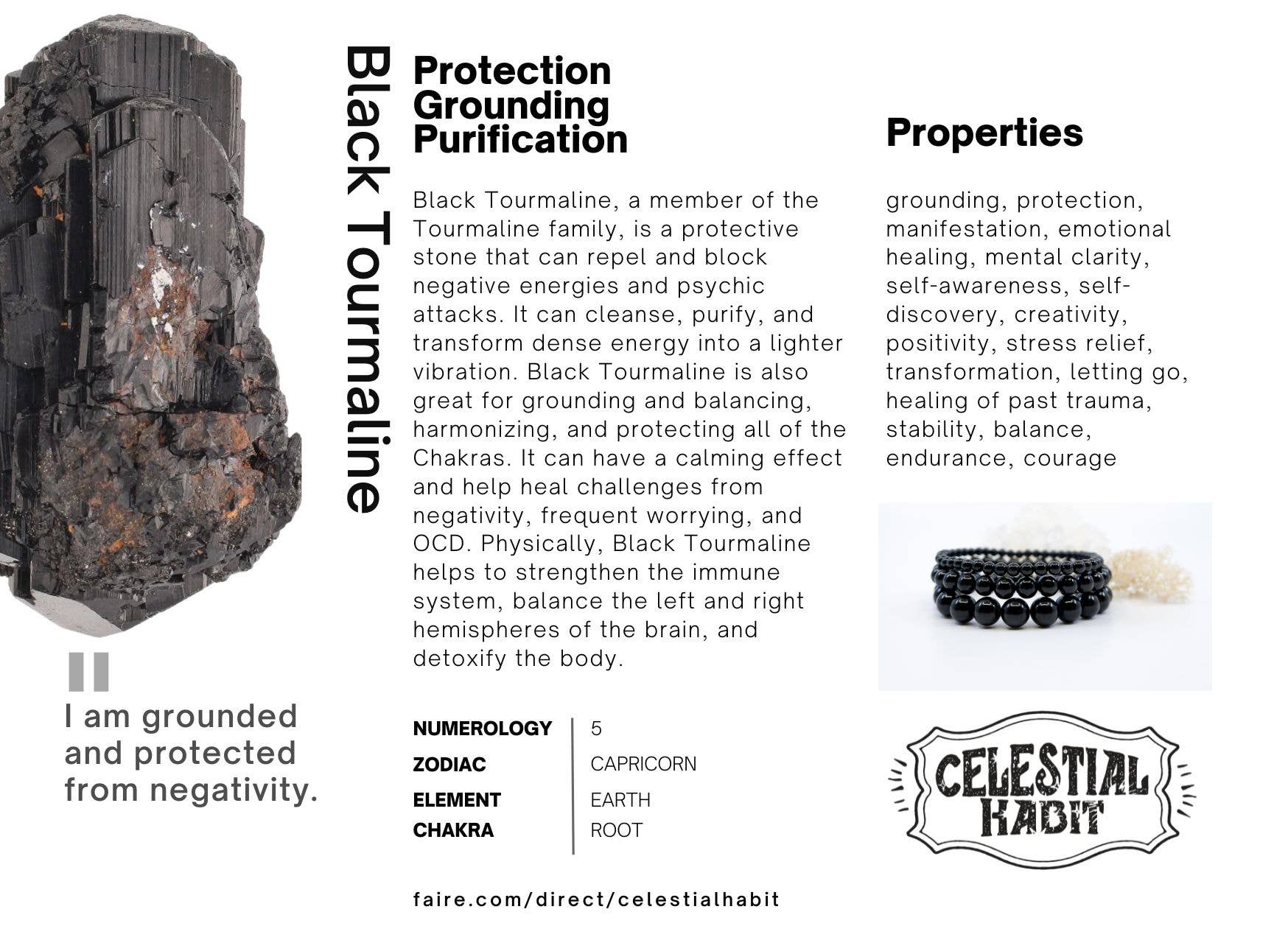 Celestial Habit - Wholesale Beaded Bracelet - Gemstone Energy Stretch Bracelets ~ Black Tourmaline3