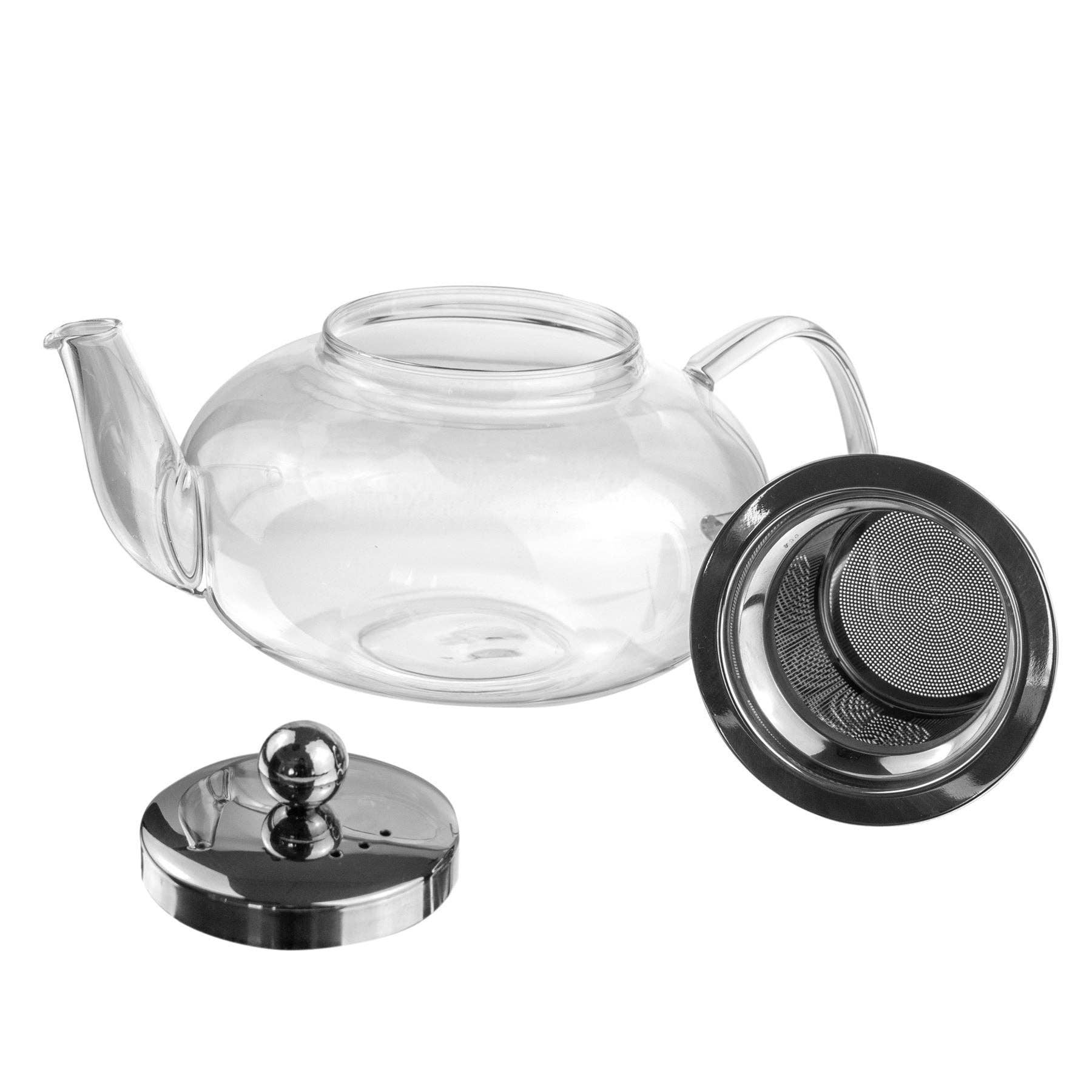 Rinkit Ltd - Wholesale Tea Pot - Argon Tableware Clear Glass Infuser Teapot - 800ml - Oval4