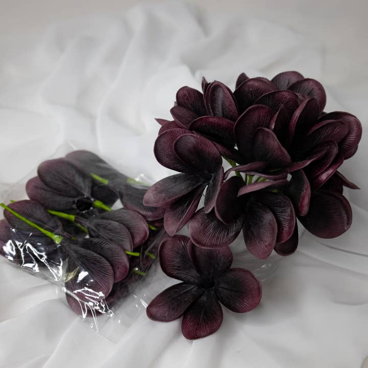 Realistic Artificial Flowers - Wholesale Artificial flowers - Midnight Frangipani Flowerhead ( 6 Pack )- Realistic Artificial Flowers
