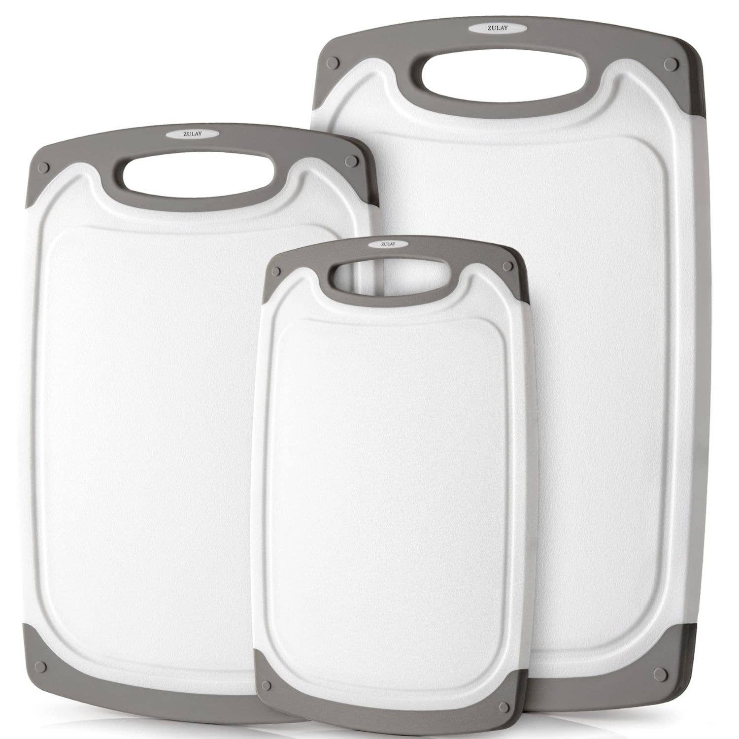 Zulay Kitchen - Vendita all'ingrosso Taglieri - Set di 3 Taglieri in Plastica – Scanalatura Antiscivolo per Succhi18