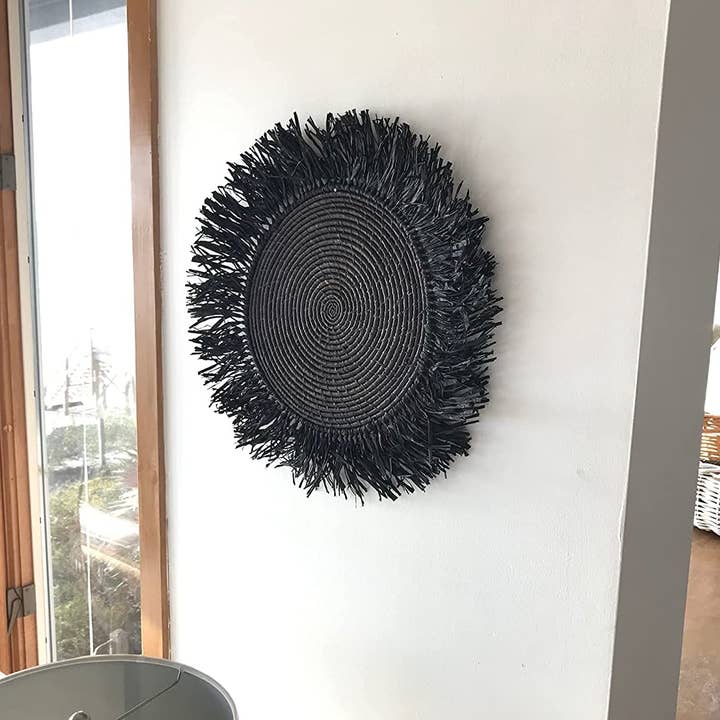 Wildflower by hu hands - Wholesale Wall Accent - 23-24" Handmade Fringed Wall Hanging Raffia Sweet Grass1