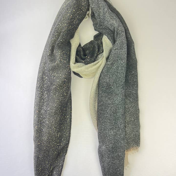 L'Emotion - Wholesale Scarf - Women's - Scarf with Silver Sequin Gradient Patterns3