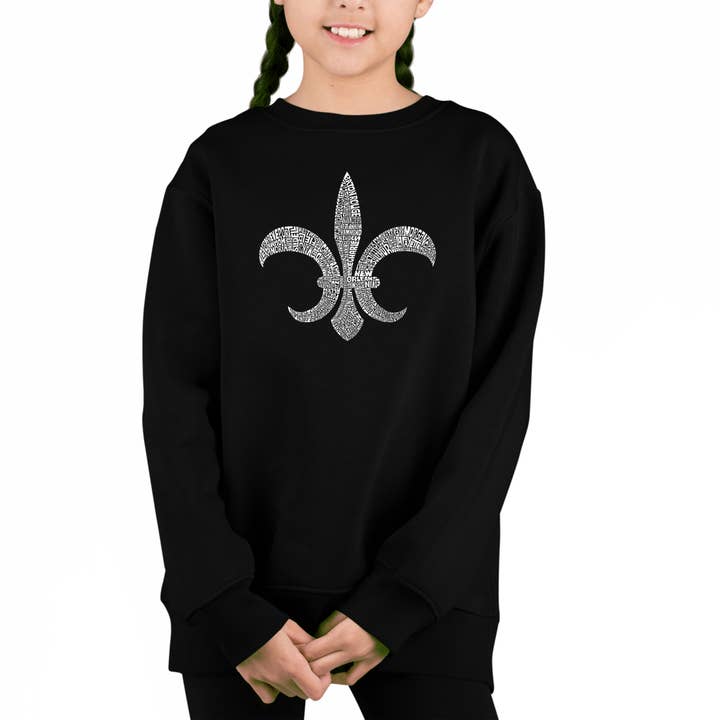 Fleur De Lis - Girl's Word Art Sweatshirt for wholesale by LA Pop Art
