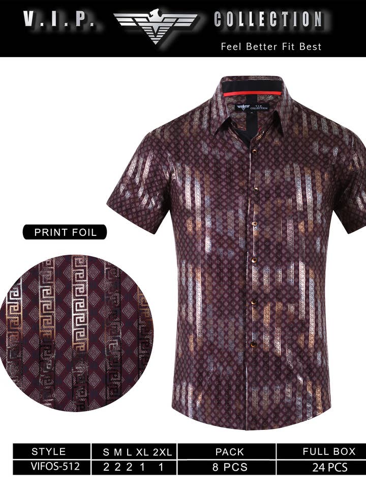 VIFOS-512 COLLECTION VIP CHEMISE Ă MANCHES COURTES EFFET FOIL pour la vente par Urban Fitz