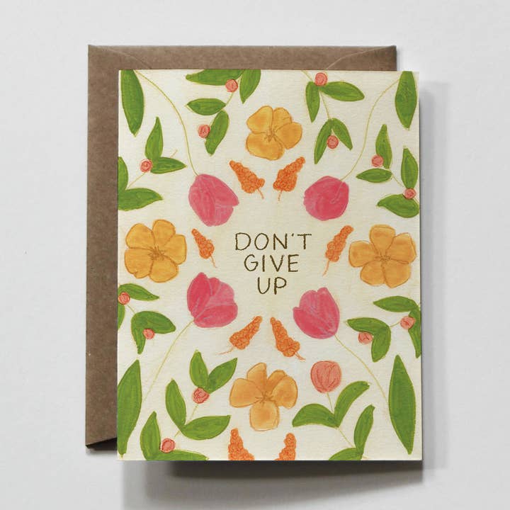 Giv ikke op | Lys blomsteropmuntringskort for engroshandel hos everglow handmade