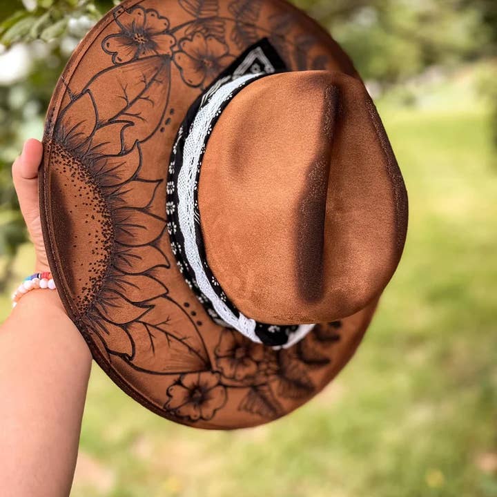 River Valley Co. - Wholesale Fedora – Women’s - Custom Burned Wide Brim Fedora Hat1