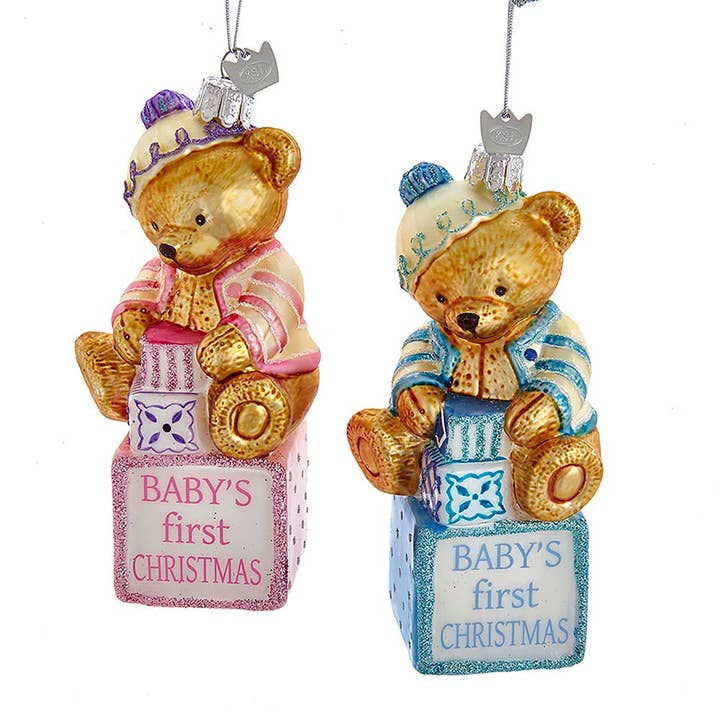 5"NG BABY BEAR "1ST XMAS" ORNAMENT 2/A for wholesale by Kurt S. Adler, Inc.