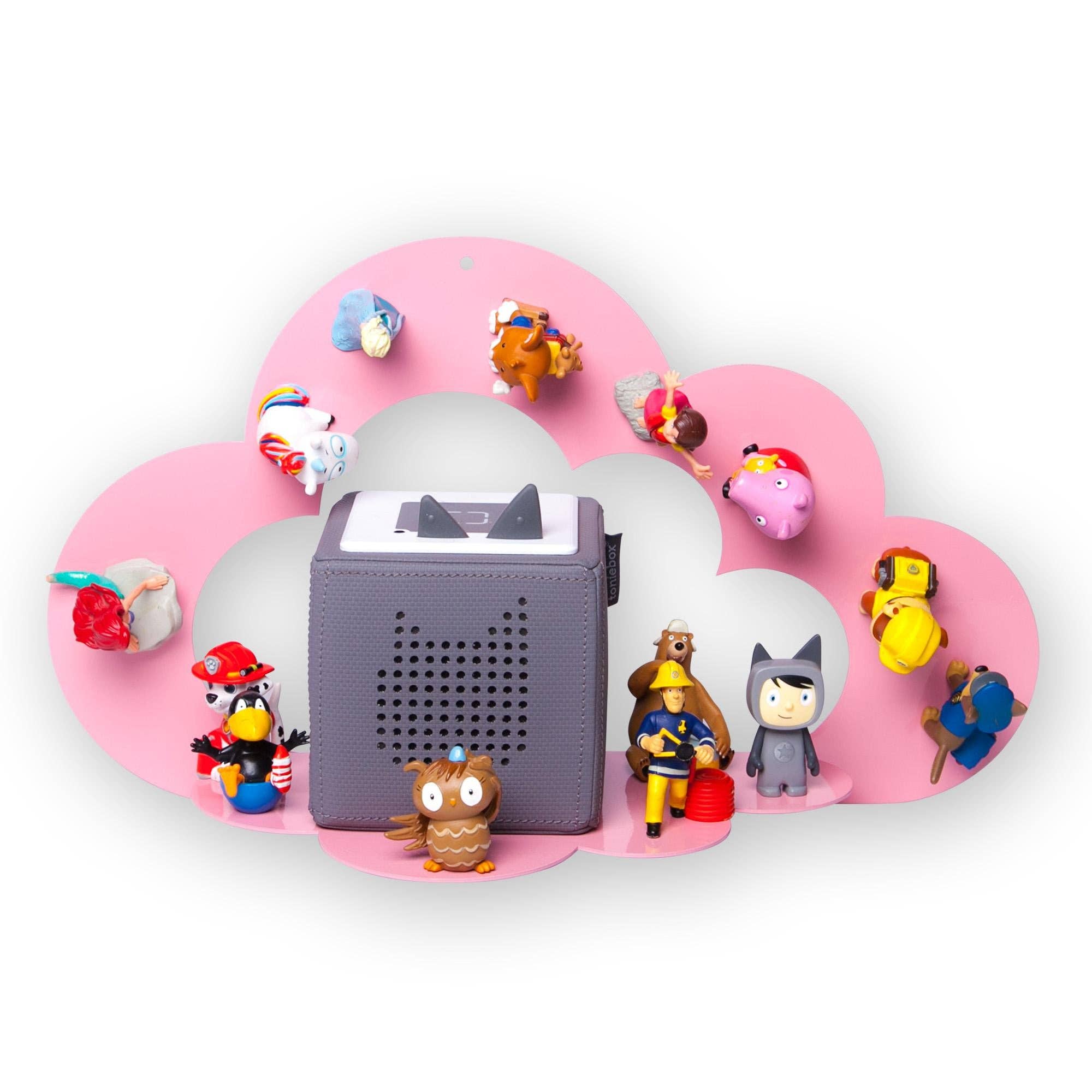 Mixcover GmbH - Wholesale Wall Mounted Shelf - Moin minis cloud pink magnetic shelf compatible with 25 Tonie figures and Tonie box cloud shelf for children audio figures magnetic shelf0