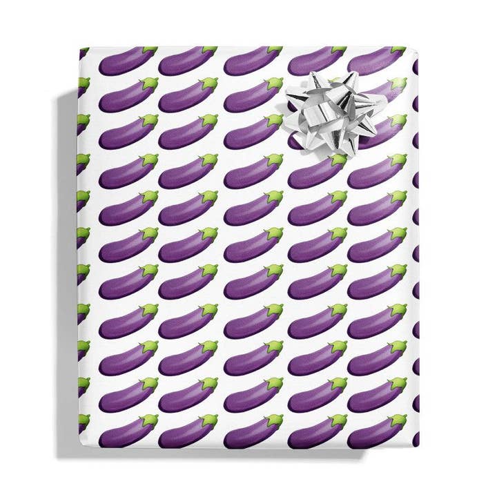 Eggplant Emoji Wrapping Paper for wholesale by KushKards