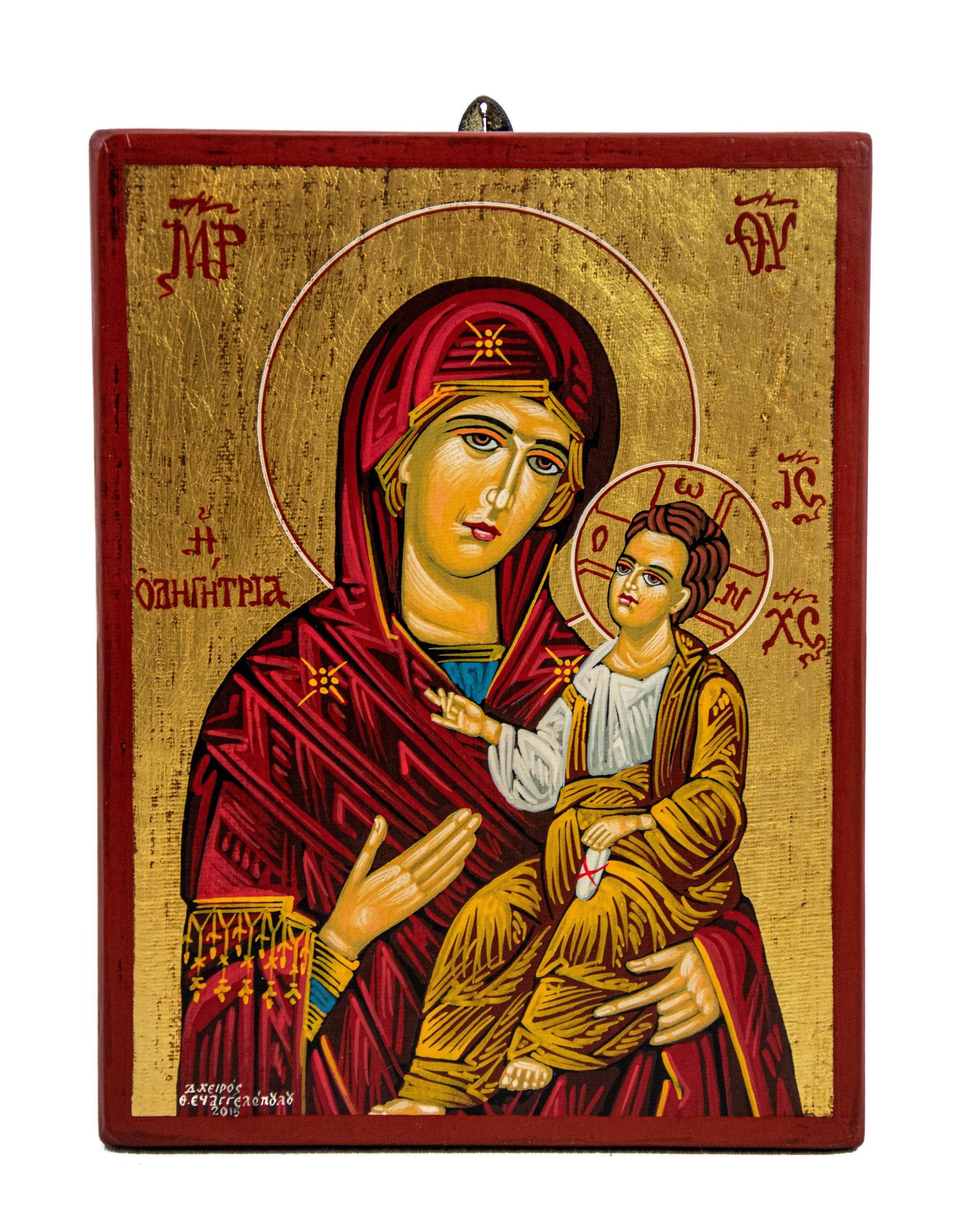 TheHolyArt - Vendita all'ingrosso Dipinti/Disegni - Icona della Vergine Maria dipinta a mano Panagia Odigitria, icona greco-ortodossa fatta a mano con foglia d'oro 22k della Theotokos, arte bizantina da appendere alla parete6