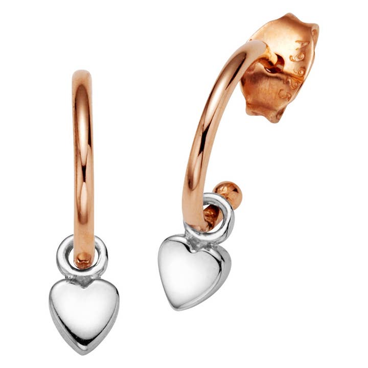 925 sterling sølv rose forgyldt hjerte hoop øreringe for engroshandel hos caï