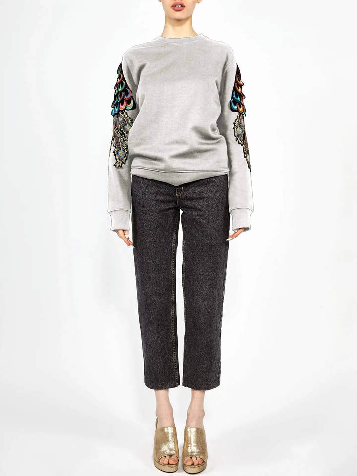 RAG830W-FELPA PSYCHEDELIC PEACOCK GRIGIO per la vendita all'ingrosso da parte di Ragyard