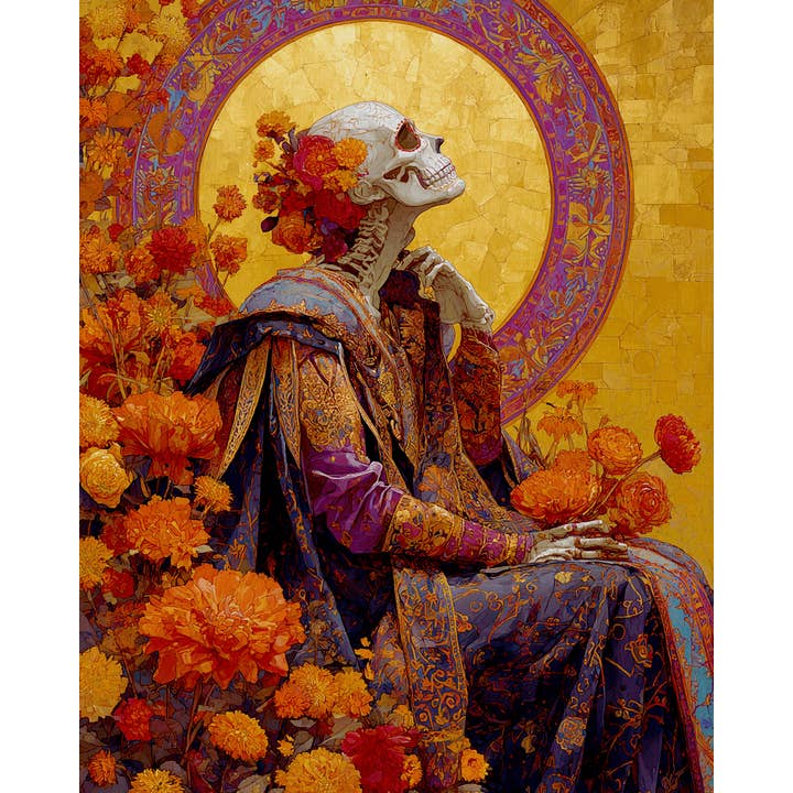 Mowbi - Wholesale Art Print - Skeleton Looking Up Día de Muertos Art Print - 8"x10" Artwork