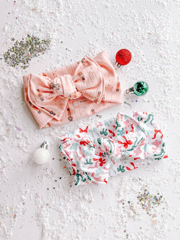 Holiday Bow Turban for wholesale by Evie Pearl Handmade LLC