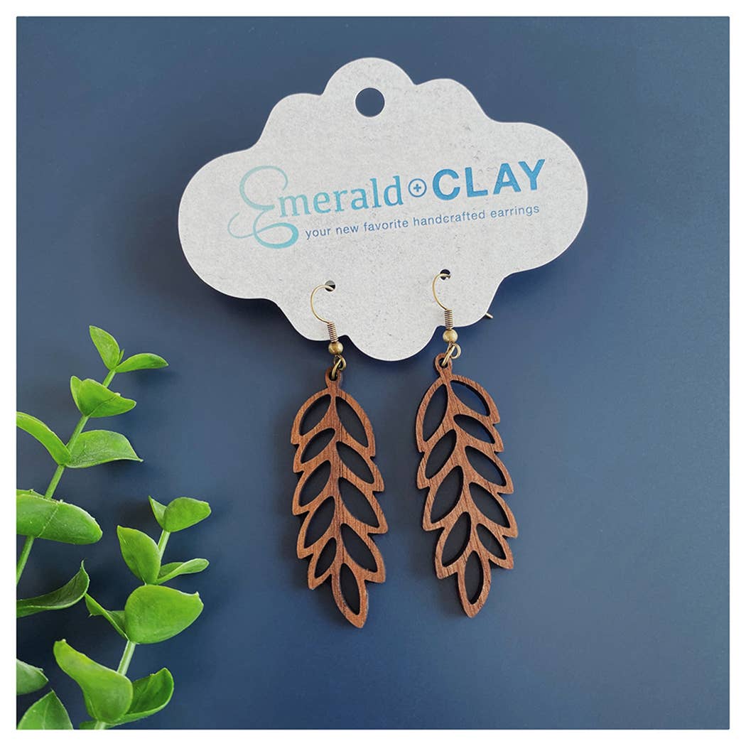 Emerald and Clay – Großhandel Ohrhänger – Holz Ohrringe - Olivenzweig1