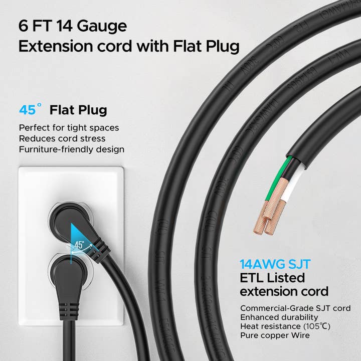 Rocket Socket Technology - Wholesale Power Adapter - CRST Mountable Long Power Strip, 8 Outlets or 12 outlets 2100 Joules Surge Protector, Slim Metal Power Bar with 6FT Extension Cord, ETL Listed.6