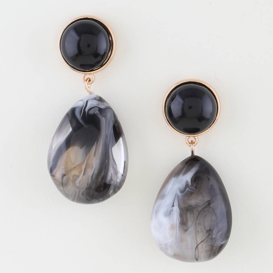 3AM BY H&D ACCESSORIES - Wholesale Dangle Earrings - Marble Stone Teardrop Earrings3