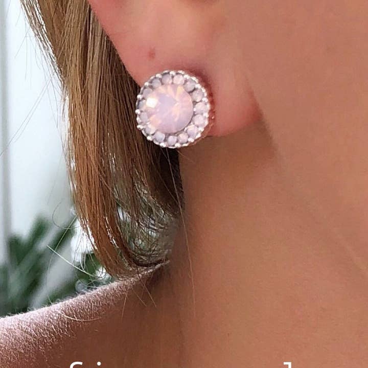 Brincos de cristal cinza por atacado de Love Bird Fashion Accessories