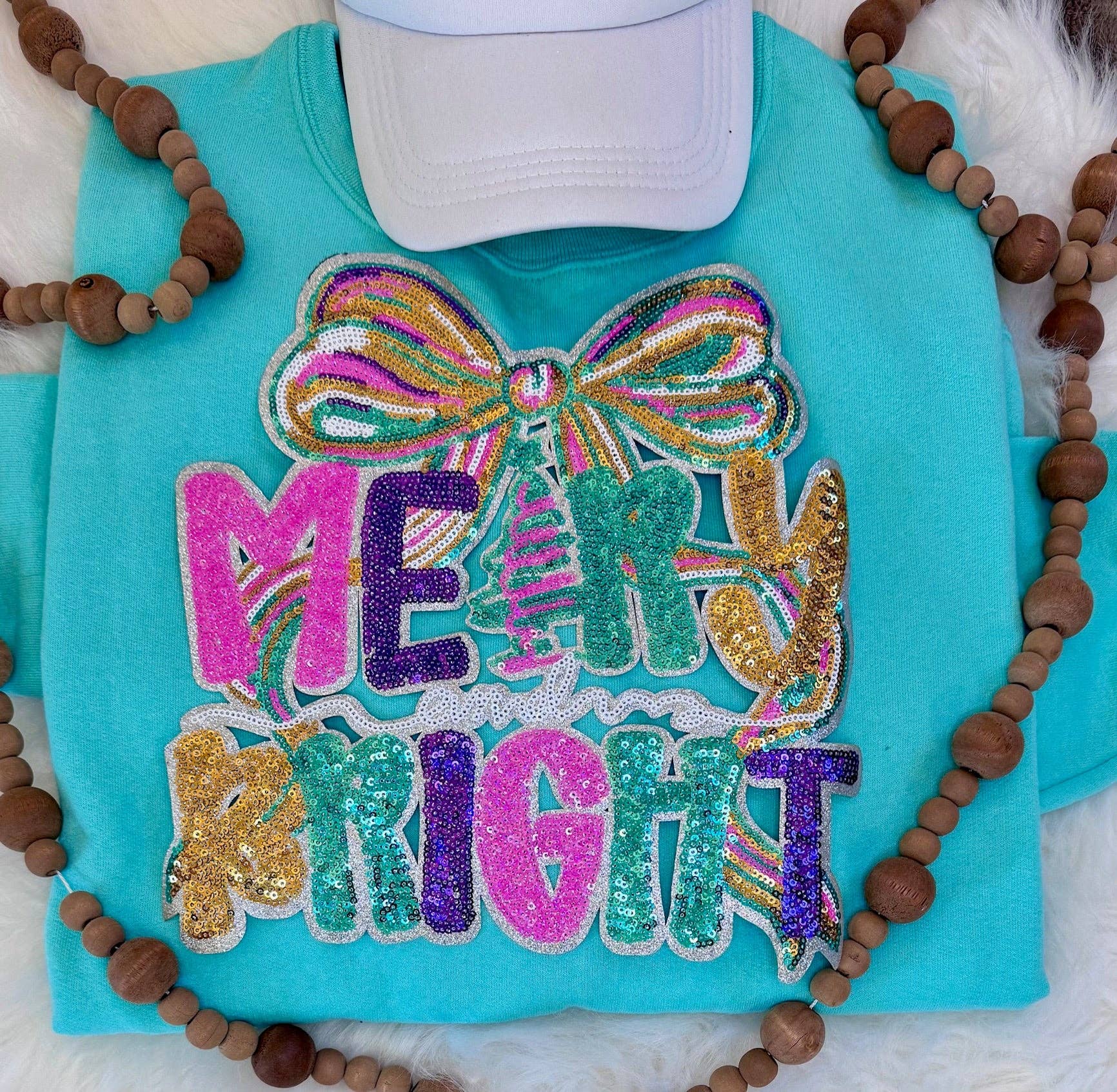 sequinandstiches - Wholesale Patch - Merry and Bright Sequin Patch: Iron-On Christmas Applique - 10 inch3