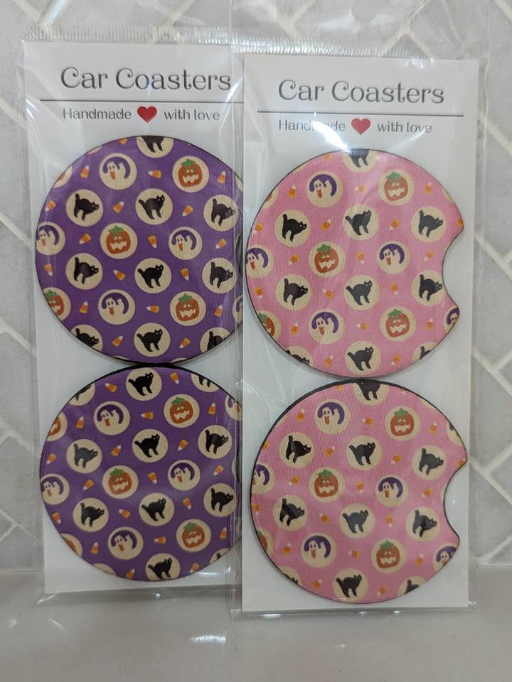 Halloween Retro Sugar Cookie Car Coasters for wholesale by Sweet Bean Candle Collective