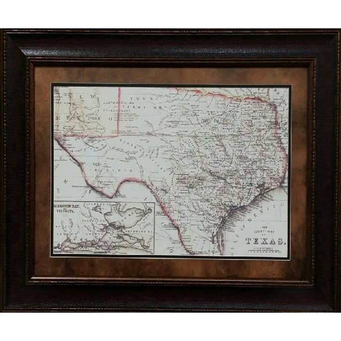 Carte du comté du Texas de 1860 pour la vente par Picture King