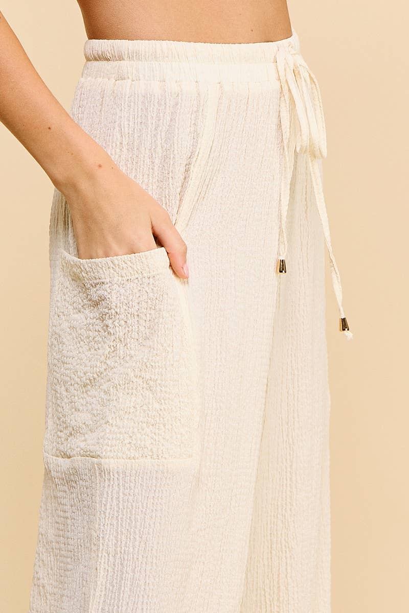 Allie Rose - Wholesale Pants - Women&#x27;s - Drawstring Seersucker Lounge Pants3