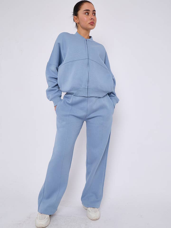 AX Labels - Wholesale Top & Pant Set (NOT Loungewear) - Women's - Oversized Bomber Style Fleece Zipper Co-ord94
