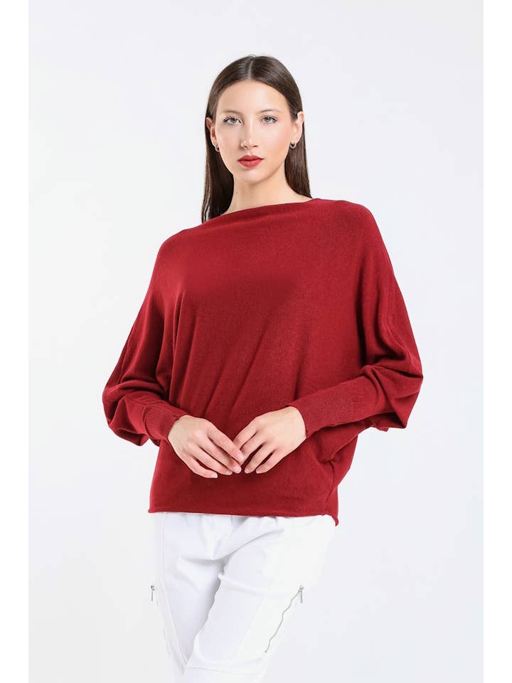 TINA Stephens Italy/Tees By Tina – Großhandel Strickpullover – Damen – Mylah Seriously Weicher Fledermaus-Pullover (BLS413)64