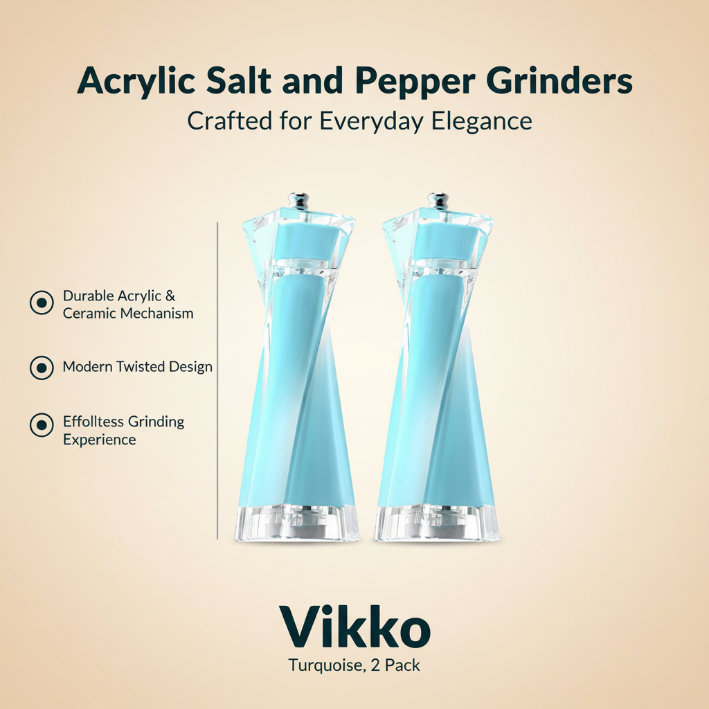 Kadra Kitchenware - Vente Ensembles salière et poivrière - Mitbak - Acrylique, Moulins à Sel et Poivre, Turquoise, Lot de 23