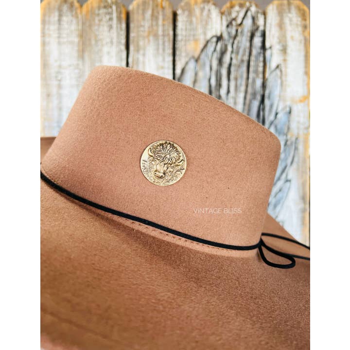 Vintage Bliss - Wholesale Brooch - Western Brass Patina Buffalo Hat Pin3