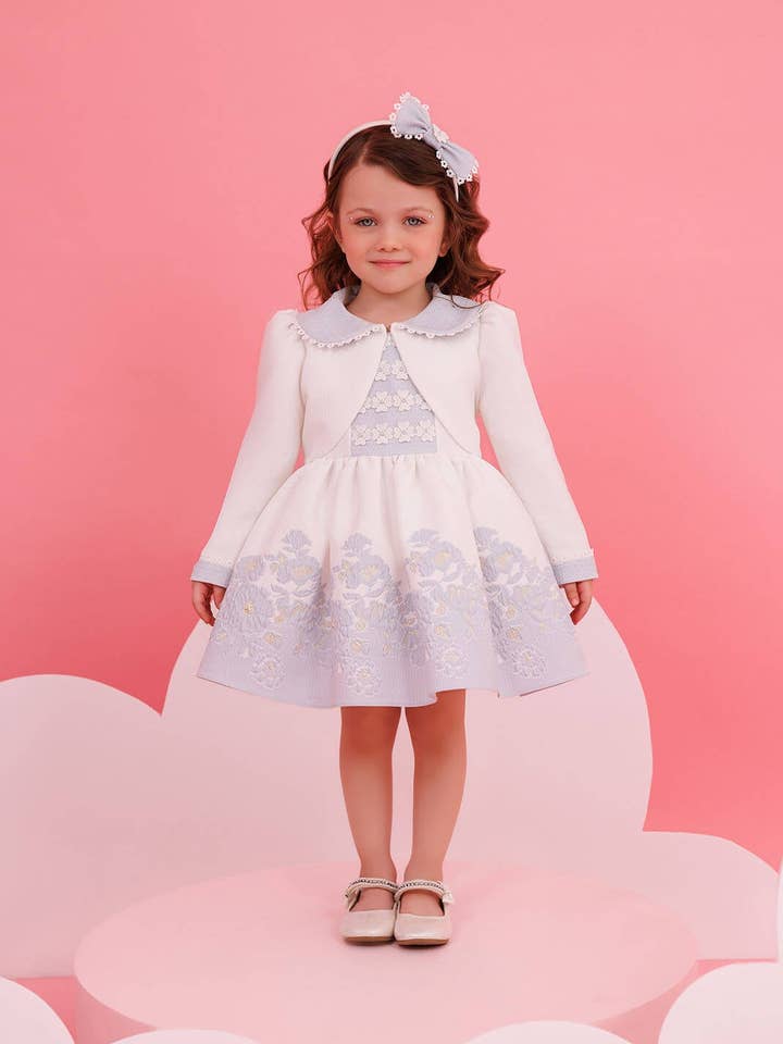 Blå babydress med bolero och håraccessoar 6-24 månader 35370pr för wholesale av Pamina Kids