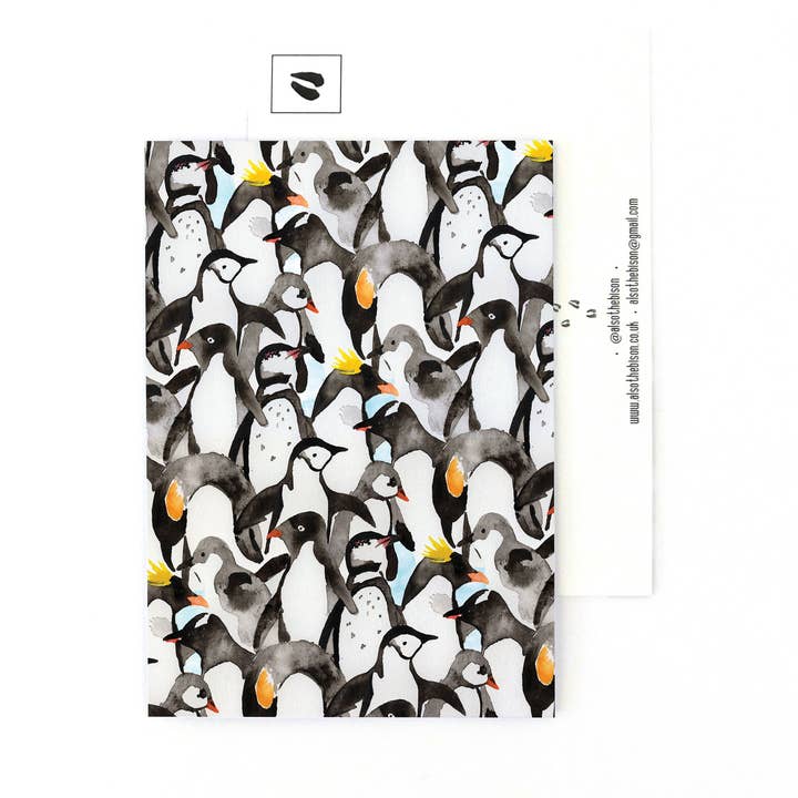 Waddle of Penguins Postcard for wholesale by Bison Bindery
